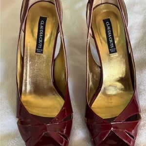 Claudia Ciuti Burgundy Patent Leather Heels